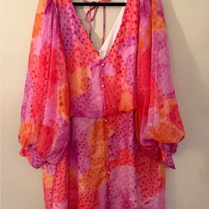 ASOS Curve Pink and Orange Midi Dress